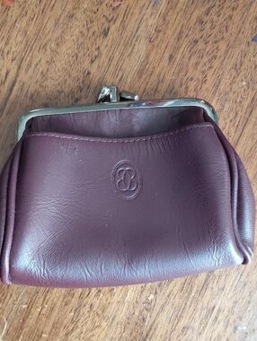 Buxton Leather Change Purse, Maroon